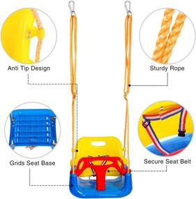 img 3 attached to 👶 Versatile and Reliable Toddler Swing: 3-in-1 Hanging Seat Set for Playground Swing Set, Suitable for Infants to Teens (Blue)