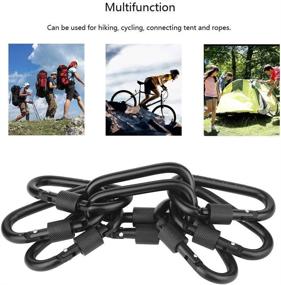 img 3 attached to 🔒 Vonpri Locking Carabiner Clip, Black Caribeaner Clips with D Ring, Spring Snap Key Chain Hook, 3-Inch Screw Gate Hook, Travel Aluminum Carabiners