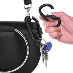 img 2 attached to 🔒 Vonpri Locking Carabiner Clip, Black Caribeaner Clips with D Ring, Spring Snap Key Chain Hook, 3-Inch Screw Gate Hook, Travel Aluminum Carabiners