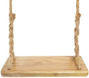 img 4 attached to 🌳 Aoneky Wooden Tree Swing Seat for Kids, Children, and Adults – Outdoor Backyard Replacement Rope Wooden Swing Set