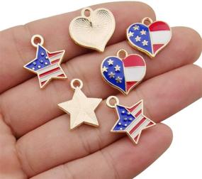 img 2 attached to 40pcs Mixed Heart Star American Flag Charms: Stunning Independence Day DIY Jewelry Making Collection (M329)