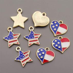 img 1 attached to 40pcs Mixed Heart Star American Flag Charms: Stunning Independence Day DIY Jewelry Making Collection (M329)