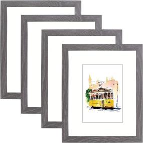 img 4 attached to 🖼️ Gray 8x10 Picture Frame (4 Pack) - 5x7 Photo Frames with Real Glass and Mat, Wall Mount & Table Top Display - Annecy Collection