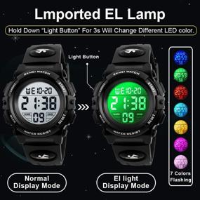 img 3 attached to 🌈 Explore the Best Digital Waterproof Electronic Colorful Children Boys' Watches