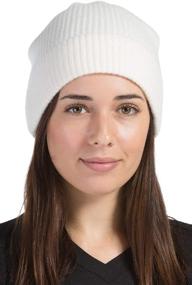 img 2 attached to Premium 100% Cashmere Cuffed Beanie for Women by Fishers Finery