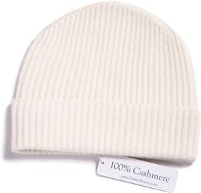 img 1 attached to Premium 100% Cashmere Cuffed Beanie for Women by Fishers Finery