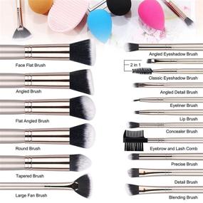 img 1 attached to 💄 MAANGE 16-Piece Professional Makeup Brushes Set with 4 Makeup Sponges, 1 Brush Cleaner, Kabuki Foundation Brush for Liquid, Eye Makeup Tools - Champagne Gold