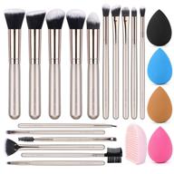 💄 maange 16-piece professional makeup brushes set with 4 makeup sponges, 1 brush cleaner, kabuki foundation brush for liquid, eye makeup tools - champagne gold logo