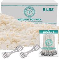 🕯️ hearts & crafts soy wax and diy candle making supplies - 5lb bag with 100 6-inch pre-waxed wicks, 2 centering tools logo