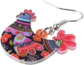 img 2 attached to Adorable Acrylic Hen Drop Earrings with Funny Farm 🐔 Design – Lovely Gift for Girls and Women by The Bonsny