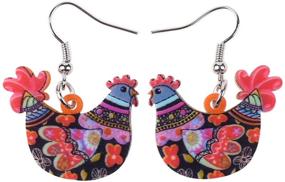 img 4 attached to Adorable Acrylic Hen Drop Earrings with Funny Farm 🐔 Design – Lovely Gift for Girls and Women by The Bonsny