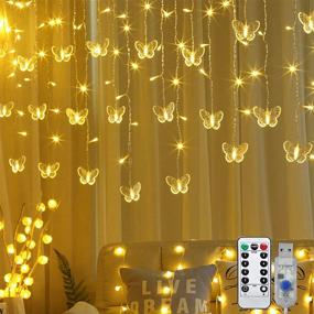 img 4 attached to 🦋 Butterfly Curtain Lights by Decorman: 120 LED Window Fairy String Lights with 24 Butterfly Designs, 8 Modes & Remote Control – USB Powered Twinkle Lights for Bedroom, Wedding, Party, Christmas, Holiday Decor