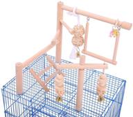 🐦 bird cage play stand toy set with wood stands, hanging chew toys, ladder swing – parrot perch play gym playground accessories & activity center for conure, parakeets, budgie, cockatiels, lovebirds logo