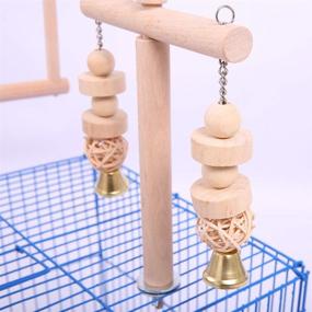 img 2 attached to 🐦 Bird Cage Play Stand Toy Set with Wood Stands, Hanging Chew Toys, Ladder Swing – Parrot Perch Play Gym Playground Accessories & Activity Center for Conure, Parakeets, Budgie, Cockatiels, Lovebirds
