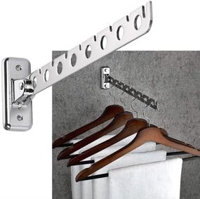 img 2 attached to 👕 Sumnacon 12&#34; Stainless Steel Clothes Hanger Rack - Set of 2, Wall Mounted Folding Garment Hooks for Space-Saving Clothing and Closet Rod Storage in Laundry Room, Bedroom, Bathroom, Kitchen