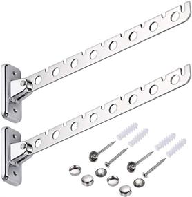 img 4 attached to 👕 Sumnacon 12&#34; Stainless Steel Clothes Hanger Rack - Set of 2, Wall Mounted Folding Garment Hooks for Space-Saving Clothing and Closet Rod Storage in Laundry Room, Bedroom, Bathroom, Kitchen