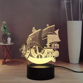 img 4 attached to 🐵 Japanese Anime LED Kids Night Light - Monkey·D·Luffy Boat Touch Remote Bedroom Night Lamp, Thousand Sunny Cool Decoration Light Lamp for Child Teen - Going Merry