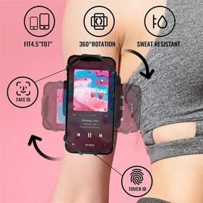 img 3 attached to 🏃 GLBSUNION 360° Rotatable Running Armband - Detachable Cell Phone Holder with Key/Earphones/Card Pocket for iPhone 12, 11Max, XR, XS, X, 8 Pro Plus, Galaxy Note, HTC, LG, Moto, Pixel - Up to 6.7” - Ideal for Jogging