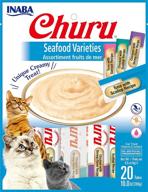 inaba churu lickable purée wet treat for cats: grain-free delight with added vitamin e and green tea, 4 flavor pack of 20 tubes logo