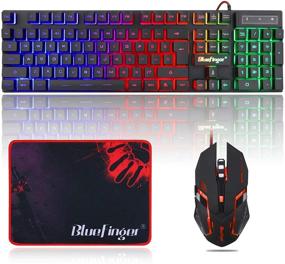 img 4 attached to RGB-клавиатура Bluefinger и освещенная мышь: идеальный набор для геймеров для ноутбука, компьютерных игр и работы