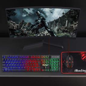 img 3 attached to RGB-клавиатура Bluefinger и освещенная мышь: идеальный набор для геймеров для ноутбука, компьютерных игр и работы