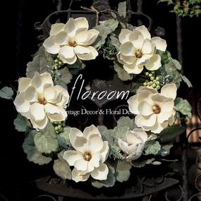 img 4 attached to 🌸 Stunning 18'' Artificial White Magnolia Spring Wreath: Perfect for Front Door, Wedding Wall Decor and More!