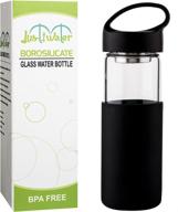 🍶 justfwater 15oz glass water bottle with silicone sleeve & removable strainer: perfect for tea and fruit infusions logo