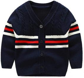 img 4 attached to BAVST Button Up Cardigan Sweater Outerwear Boys' Clothing ~ Sweaters