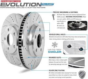 img 2 attached to Премиальный набор тормозных колодок Power Stop K6350 для переднего и заднего колеса с тормозными роторами из углеродного волокна Z23 с сверлеными и прорезанными дисками.