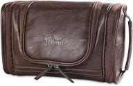🧳 solimic hanging toiletry bag: durable pu leather dopp kit for travel - dark brown logo
