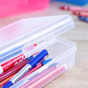 img 3 attached to 🖍️ Large Capacity Stackable Plastic Pencil Box with Snap-Tight Lid, White (3PC) - Transparent & Multiple Color Options