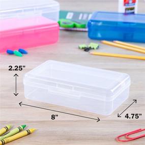 img 2 attached to 🖍️ Large Capacity Stackable Plastic Pencil Box with Snap-Tight Lid, White (3PC) - Transparent & Multiple Color Options