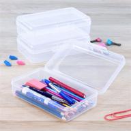 🖍️ large capacity stackable plastic pencil box with snap-tight lid, white (3pc) - transparent & multiple color options logo