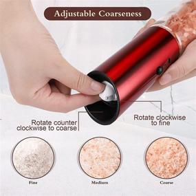 img 2 attached to 🔋 USB Rechargeable Electric Pepper Grinder Set - Adjustable Coarseness, Stainless Steel, Gravity Salt and Pepper Mill | Perfect Thanksgiving & Christmas Gift (Red)