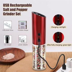 img 3 attached to 🔋 USB Rechargeable Electric Pepper Grinder Set - Adjustable Coarseness, Stainless Steel, Gravity Salt and Pepper Mill | Perfect Thanksgiving & Christmas Gift (Red)