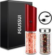 🔋 usb rechargeable electric pepper grinder set - adjustable coarseness, stainless steel, gravity salt and pepper mill | perfect thanksgiving & christmas gift (red) logo