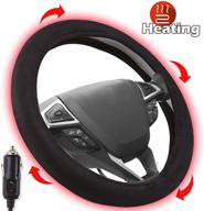 🔥 small ant heated steering wheel cover: upgraded 12v auto hand warmer for winter, 15” black logo