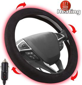img 4 attached to 🔥 Small Ant Heated Steering Wheel Cover: Upgraded 12V Auto Hand Warmer for Winter, 15” Black