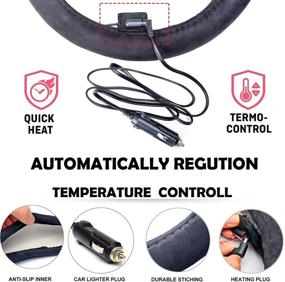 img 2 attached to 🔥 Small Ant Heated Steering Wheel Cover: Upgraded 12V Auto Hand Warmer for Winter, 15” Black