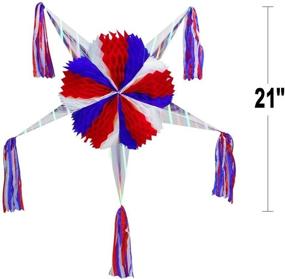 img 1 attached to 🎉 Colorful Small Star Pinata Party Decoration, 21 Inches Wide - Patriotic Theme, Foil Foldable Red White and Blue 4th of July Pinata