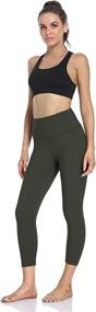 img 1 attached to 🩰 Hawthorn Athletic Essential II High Waisted Yoga Capris Leggings, Workout Cropped Pants 21&#39;&#39; by HeyNuts