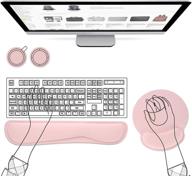 🖱️ atailorbird pink mouse pad with wrist support and keyboard wrist rest - durable and comfortable 2 set with non-slip base for laptop, office, gaming, working, online study - includes 2 free pu & cork coasters logo