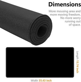 img 3 attached to 🖱️ Large Gaming Mouse Pad Extended Mouse Pad – Ultimate Desk Mat for Gamers, 35.43x15.74x0.15 inch, Heavy-Duty with Stitched Edge, Non-Slip Rubber Base, Foldable – Perfect for Desktop, Laptop, Office – Black