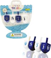 🕍 hanukkah dreidel bulk set - solid blue & white hand-painted wooden dreidels (4-pack) with game instructions included! logo