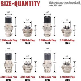 img 3 attached to 🔌 Hilitchi 40-шт 16 мм Резьба Мужской Женский Панельный Металлический Авиационный Проводной Разъемный Комплект - 2 3 4 5 Pin