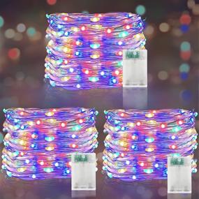 img 4 attached to Transform your Christmas with TURNMEON 3 Pack 150LED Copper Wire String Lights - Battery Operated Xmas Decorations with Timer - Indoor/Outdoor Fairy Lights - 50LED/16.4Ft Each - Colorful