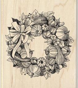 img 1 attached to 🎃 Inkadinkado Pumpkin Wreath Wood Stamp: Embrace Autumn with Intricate Black Design