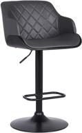 modern and versatile: armen living toby faux leather swivel barstool in stylish gray and black - adjustable height logo