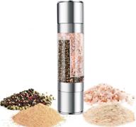 🧂 refillable 2 in 1 salt and pepper grinder set with adjustable coarseness | acrylic salt and pepper shakers with ceramic mechanism logo