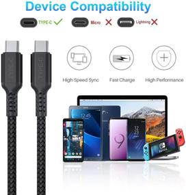 img 2 attached to 💨 High-Speed USB Type C to C 100W Cable 10Ft 2-Pack for Fast Charging MacBook, iPad, Samsung Galaxy & More